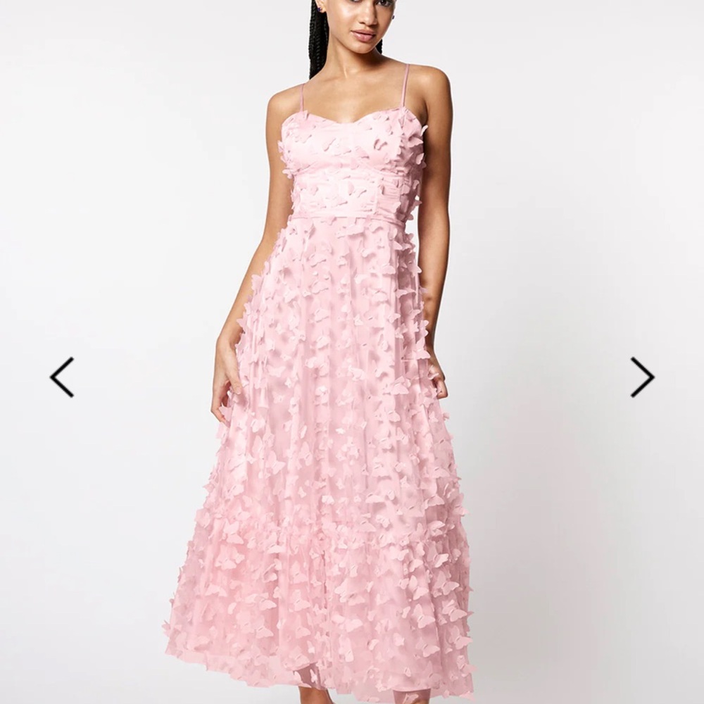 Betsey Johnson Pink 3D Floral Midi Dress